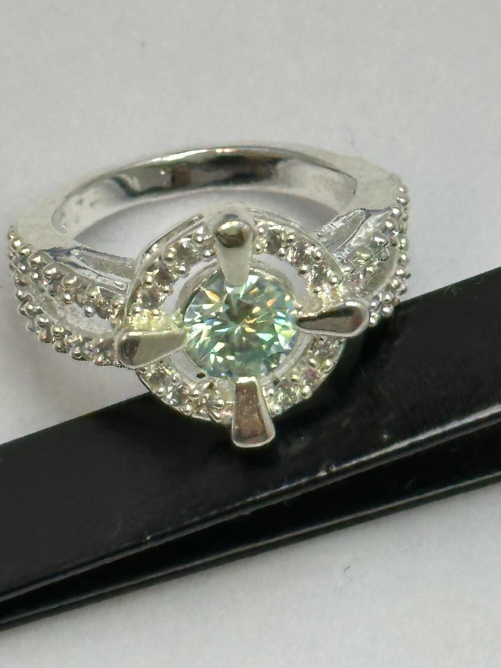 Certified Pale Green Diamond Ring